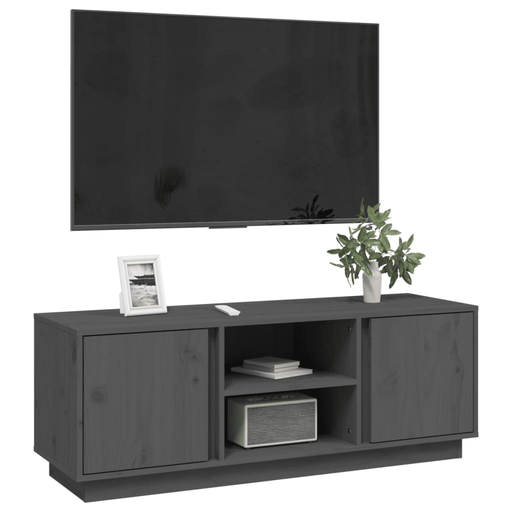 TV-taso harmaa 110x35x40,5 cm täysi mänty - Sisustajankoti.fi