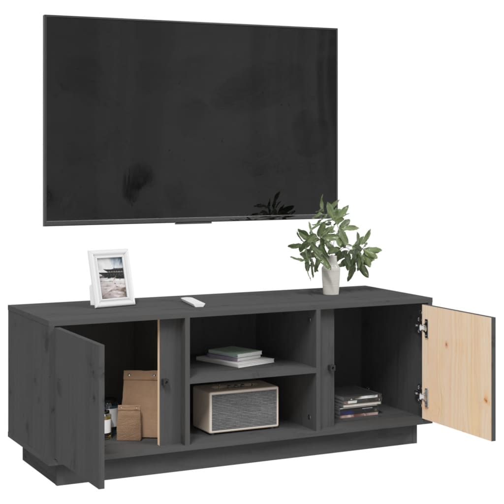 TV-taso harmaa 110x35x40,5 cm täysi mänty - Sisustajankoti.fi