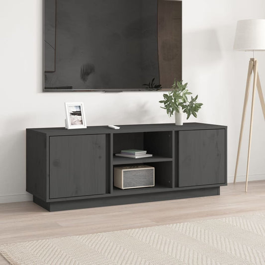 TV-taso harmaa 110x35x40,5 cm täysi mänty - Sisustajankoti.fi