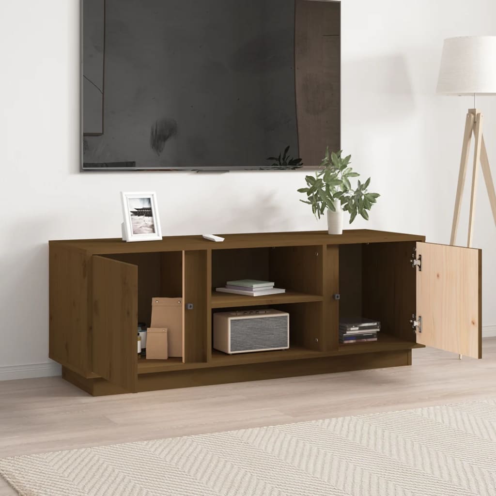 TV-taso hunajanruskea 110x35x40,5 cm täysi mänty - Sisustajankoti.fi