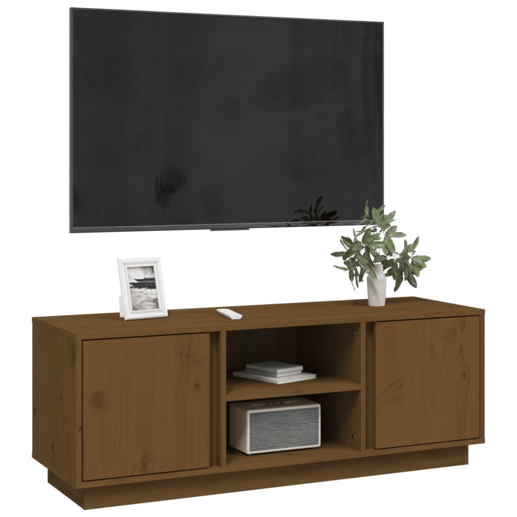 TV-taso hunajanruskea 110x35x40,5 cm täysi mänty - Sisustajankoti.fi