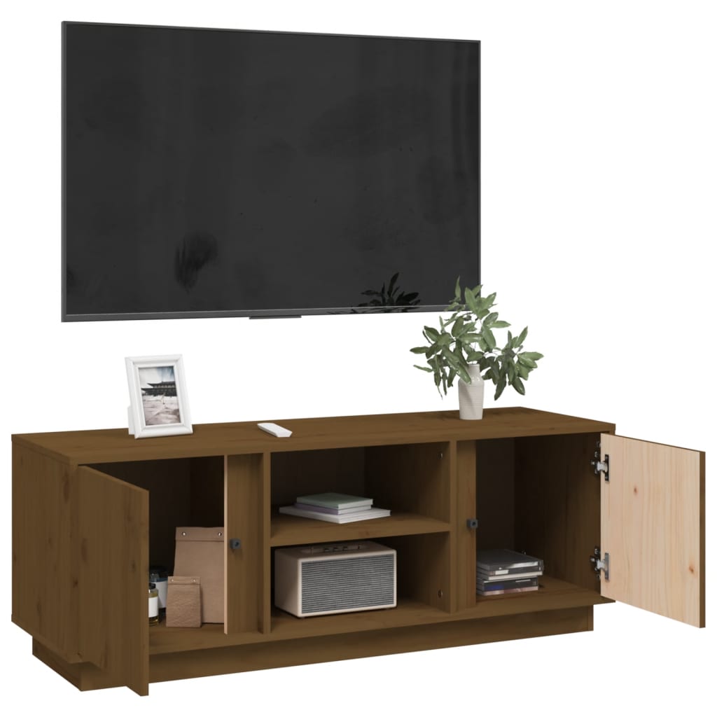 TV-taso hunajanruskea 110x35x40,5 cm täysi mänty - Sisustajankoti.fi