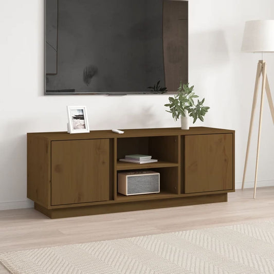 TV-taso hunajanruskea 110x35x40,5 cm täysi mänty - Sisustajankoti.fi