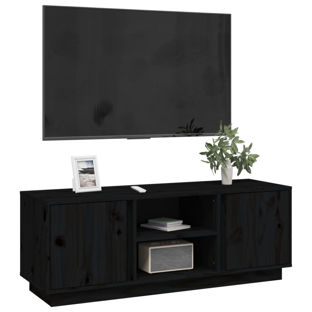 TV-taso musta 110x35x40,5 cm täysi mänty - Sisustajankoti.fi