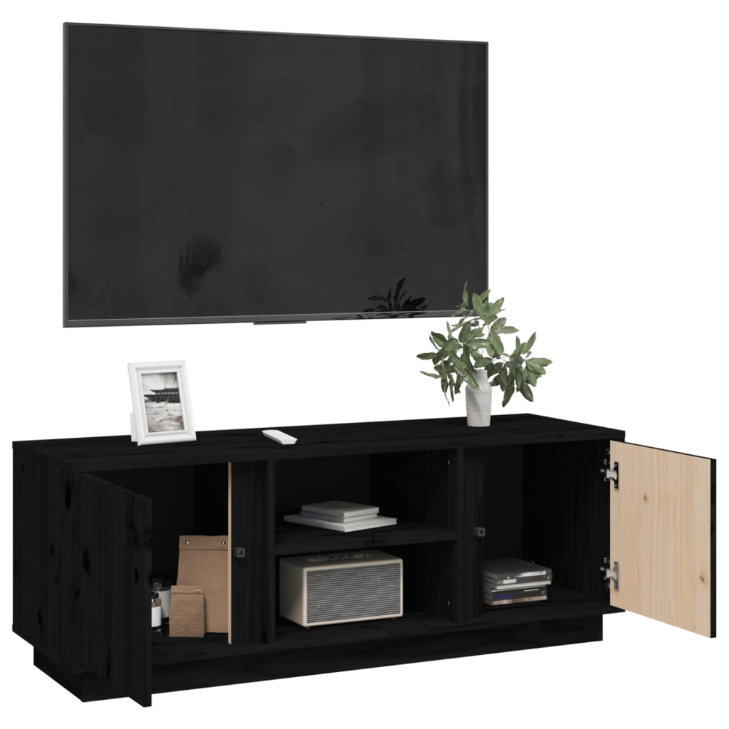 TV-taso musta 110x35x40,5 cm täysi mänty - Sisustajankoti.fi
