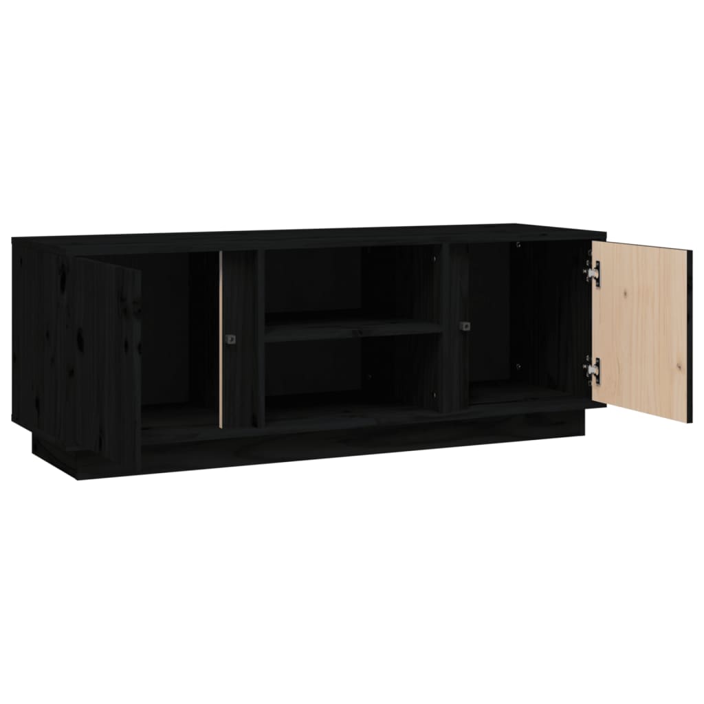 TV-taso musta 110x35x40,5 cm täysi mänty - Sisustajankoti.fi