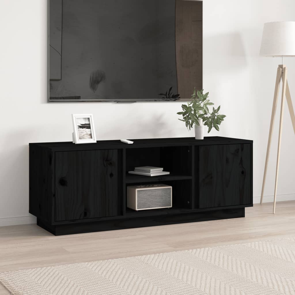 TV-taso musta 110x35x40,5 cm täysi mänty - Sisustajankoti.fi