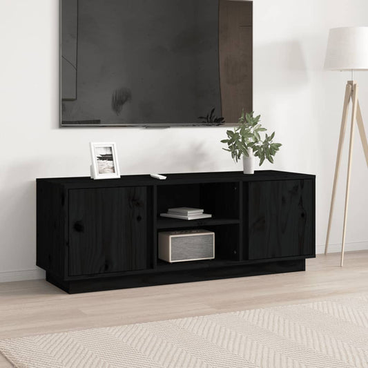 TV-taso musta 110x35x40,5 cm täysi mänty - Sisustajankoti.fi
