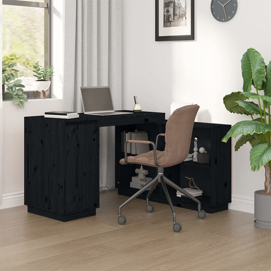Työpöytä musta 110x50x75 cm täysi mänty - Sisustajankoti.fi