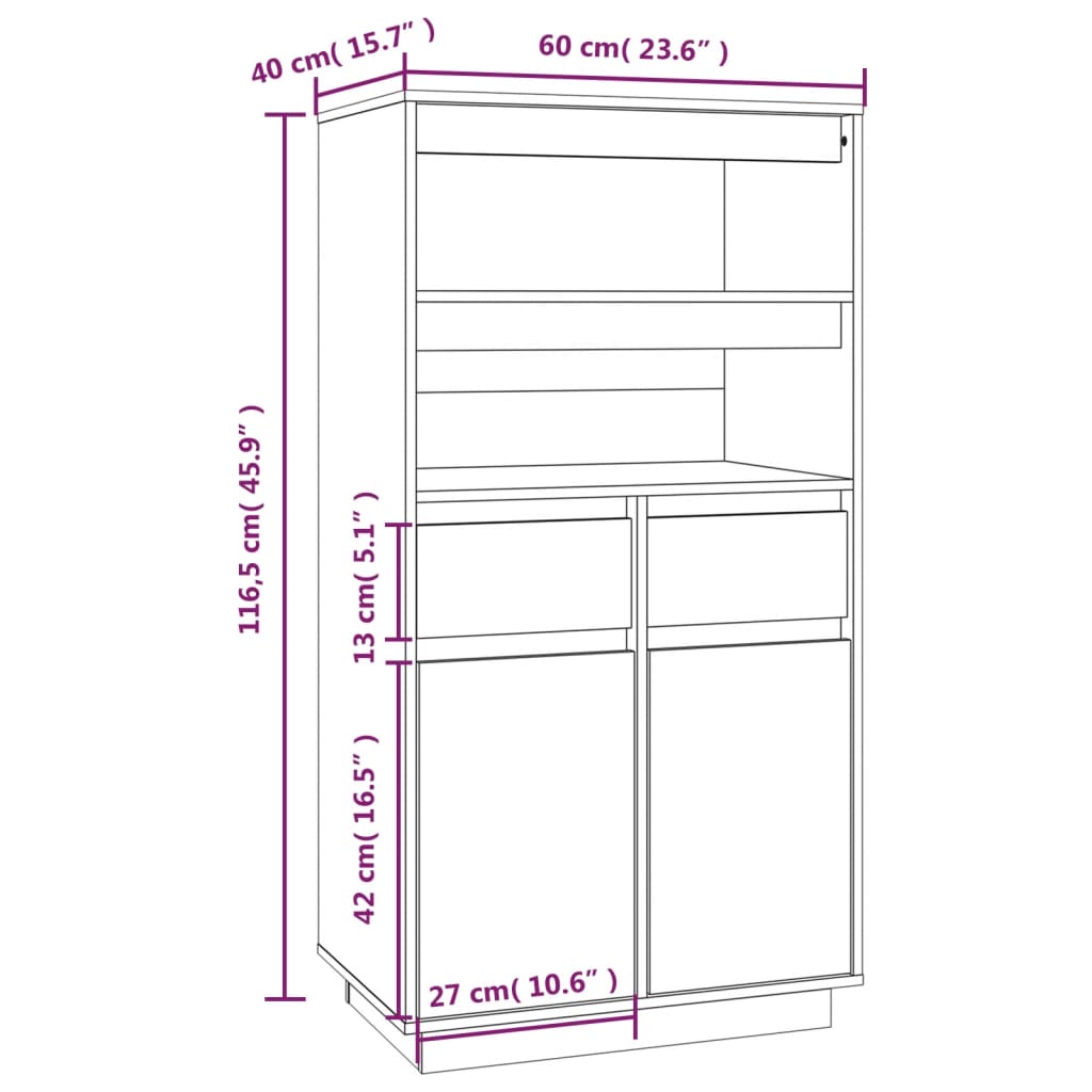 Kaappi harmaa 60x40x116,5 cm täysi mänty - Sisustajankoti.fi