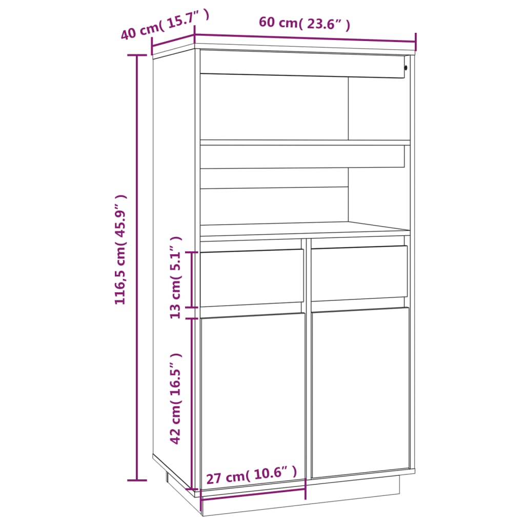 Kaappi hunajanruskea 60x40x116,5 cm täysi mänty - Sisustajankoti.fi