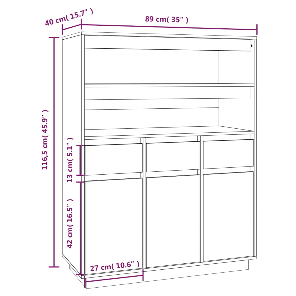 Kaappi hunajanruskea 89x40x116,5 cm täysi mänty - Sisustajankoti.fi