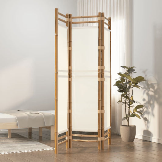 Kokoontaitettava tilanjakaja 3 paneelia 120 cm bambu ja kangas - Sisustajankoti.fi