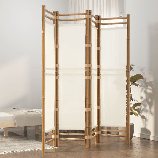 Kokoontaitettava tilanjakaja 4 paneelia 160 cm bambu ja kangas - Sisustajankoti.fi