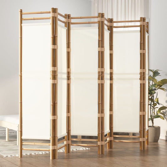 Kokoontaitettava tilanjakaja 6 paneelia 240 cm bambu ja kangas - Sisustajankoti.fi