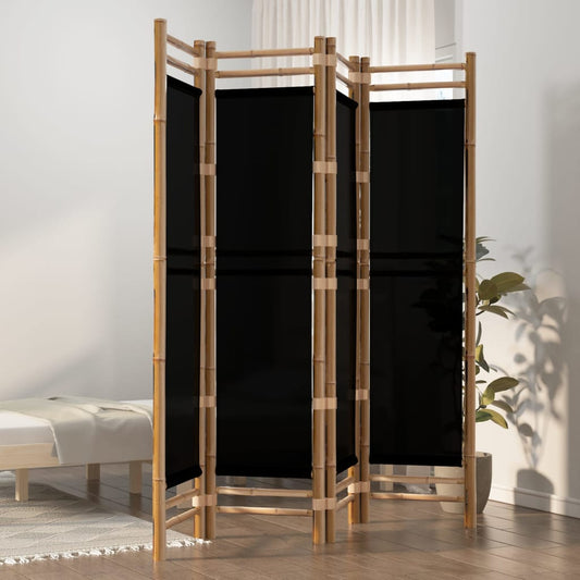 Kokoontaitettava tilanjakaja 4 paneelia 160 cm bambu ja kangas - Sisustajankoti.fi