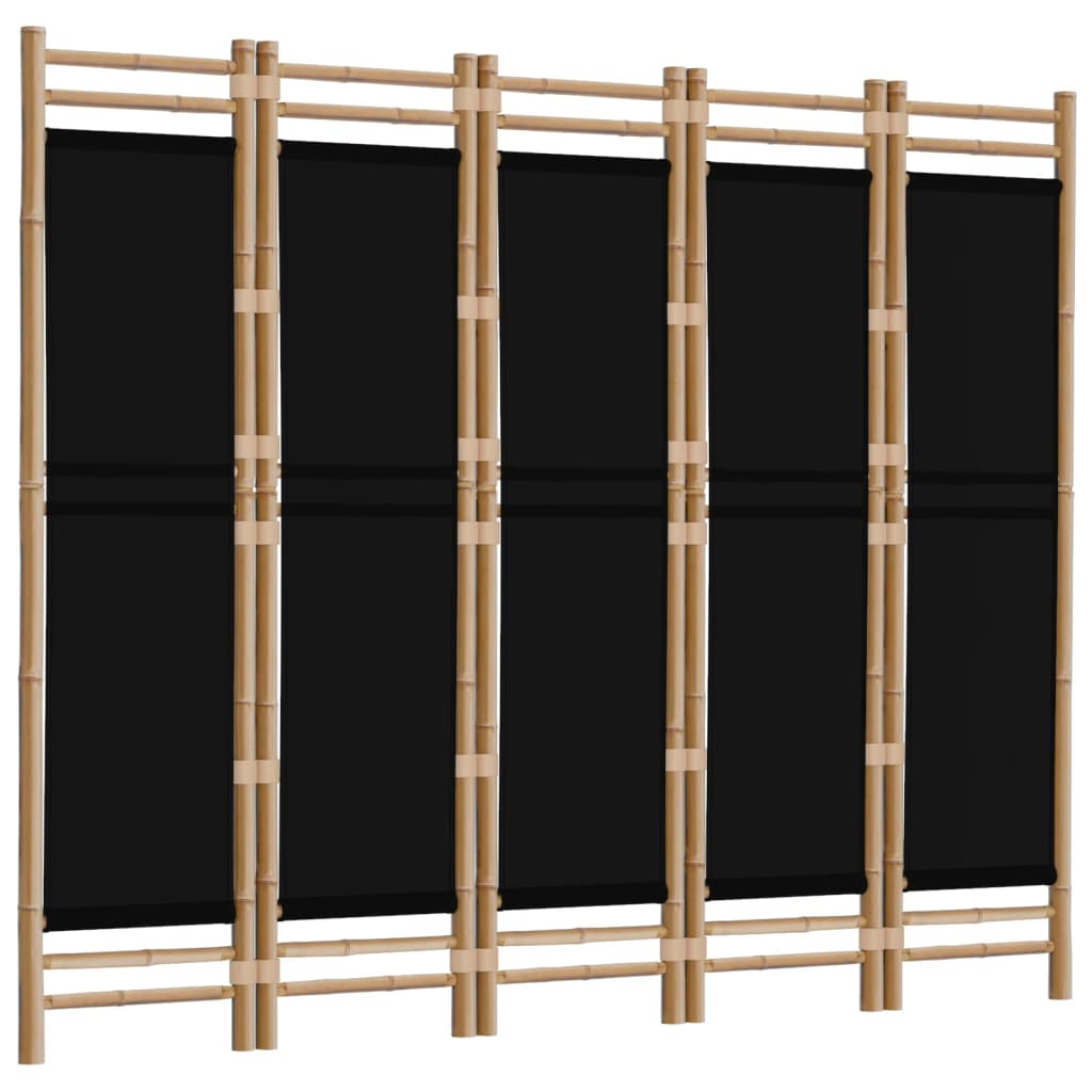 Kokoontaitettava tilanjakaja 5 paneelia 200 cm bambu ja kangas - Sisustajankoti.fi