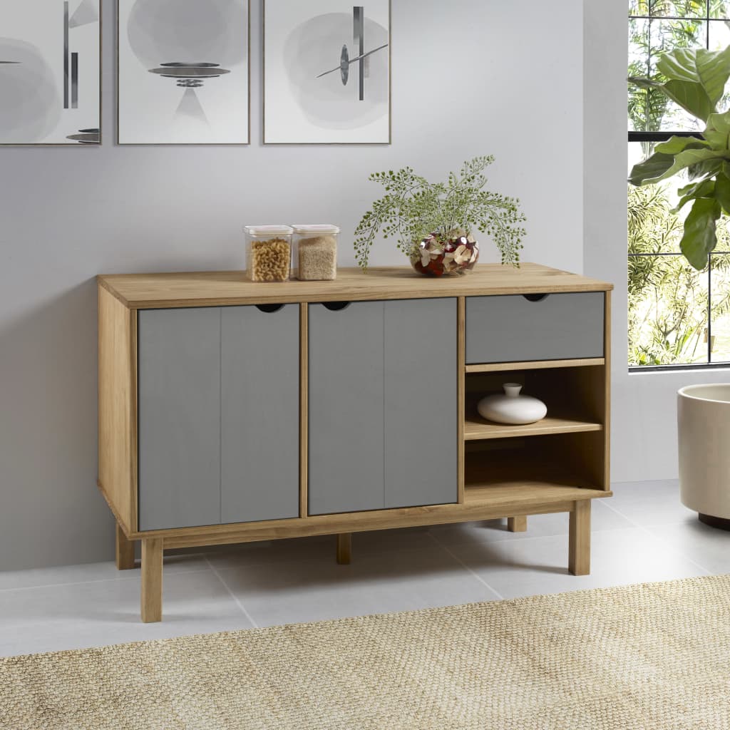 Senkki OTTA ruskea ja harmaa 114x43x73,5 cm täysi mänty - Sisustajankoti.fi