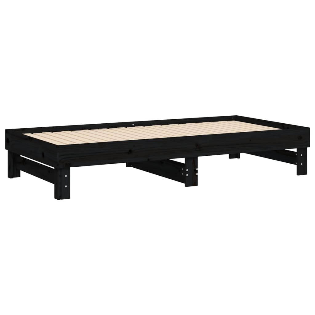 Sohvasänky ulosvedettävä musta 2x (90x190) cm täysi mänty - Sisustajankoti.fi