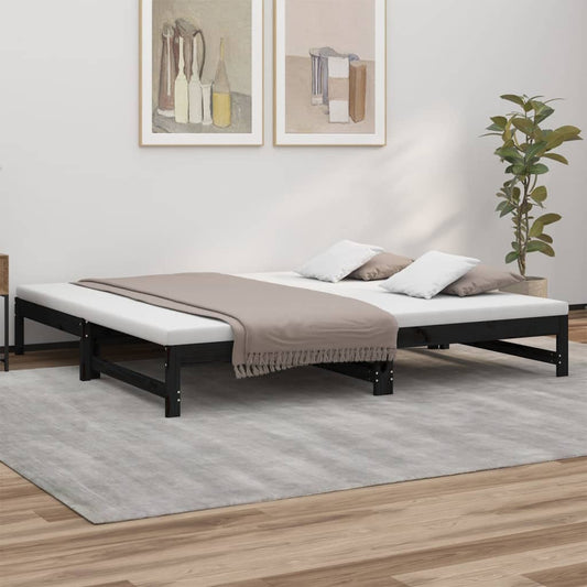 Sohvasänky ulosvedettävä musta 2x (100x200) cm täysi mänty - Sisustajankoti.fi