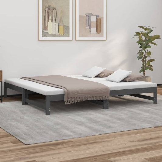 Sohvasänky ulosvedettävä harmaa 2x (90x200) cm täysi mänty - Sisustajankoti.fi