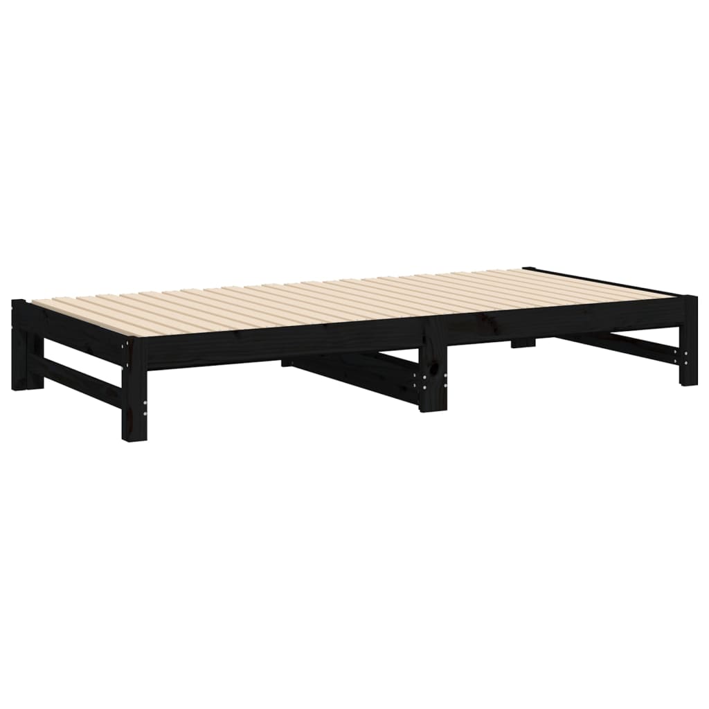 Sohvasänky ulosvedettävä musta 2x (80x200) cm täysi mänty - Sisustajankoti.fi