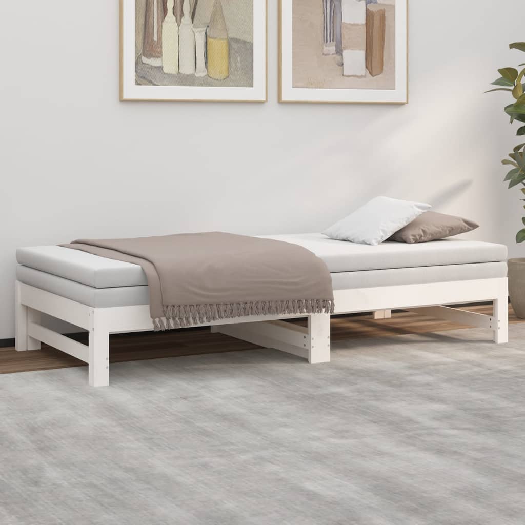 Sohvasänky ulosvedettävä valkoinen 2x (75x190) cm täysi mänty - Sisustajankoti.fi