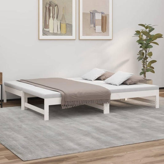 Sohvasänky ulosvedettävä valkoinen 2x (75x190) cm täysi mänty - Sisustajankoti.fi