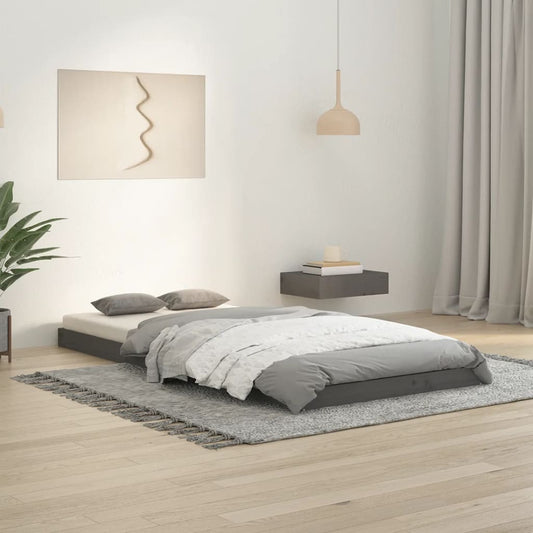 Sängynrunko harmaa 90x200 cm täysi mänty - Sisustajankoti.fi