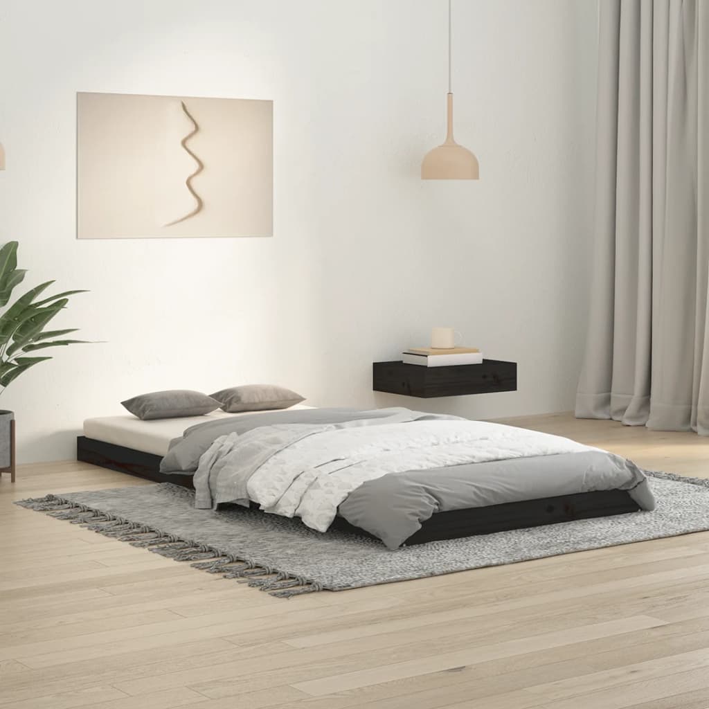 Sängynrunko musta 90x200 cm täysi mänty - Sisustajankoti.fi