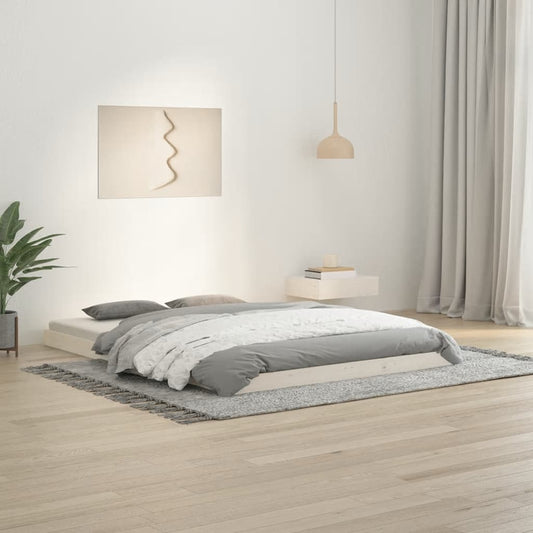 Sängynrunko valkoinen 135x190 cm täysi mänty 4FT6 Double - Sisustajankoti.fi