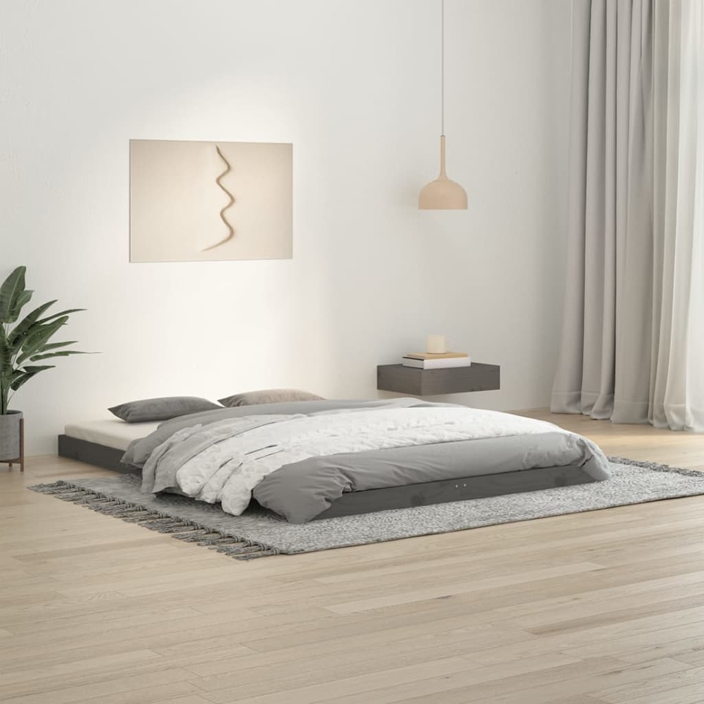 Sängynrunko harmaa 135x190 cm täysi mänty 4FT6 Double - Sisustajankoti.fi