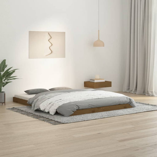 Sängynrunko hunajanruskea 135x190 cm täysi mänty 4FT6 Double - Sisustajankoti.fi