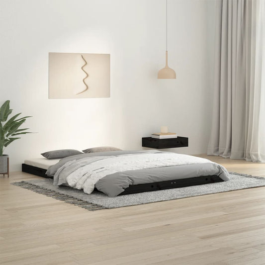 Sängynrunko musta 135x190 cm täysi mänty 4FT6 Double - Sisustajankoti.fi