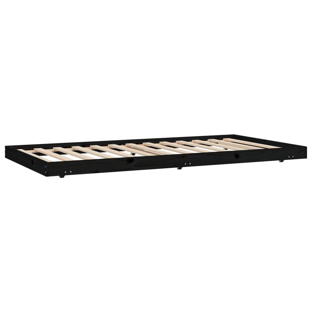 Sängynrunko musta 80x200 cm täysi mänty - Sisustajankoti.fi