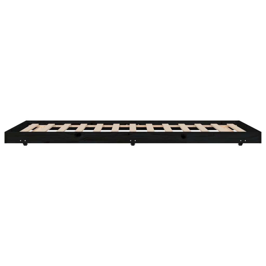 Sängynrunko musta 80x200 cm täysi mänty - Sisustajankoti.fi