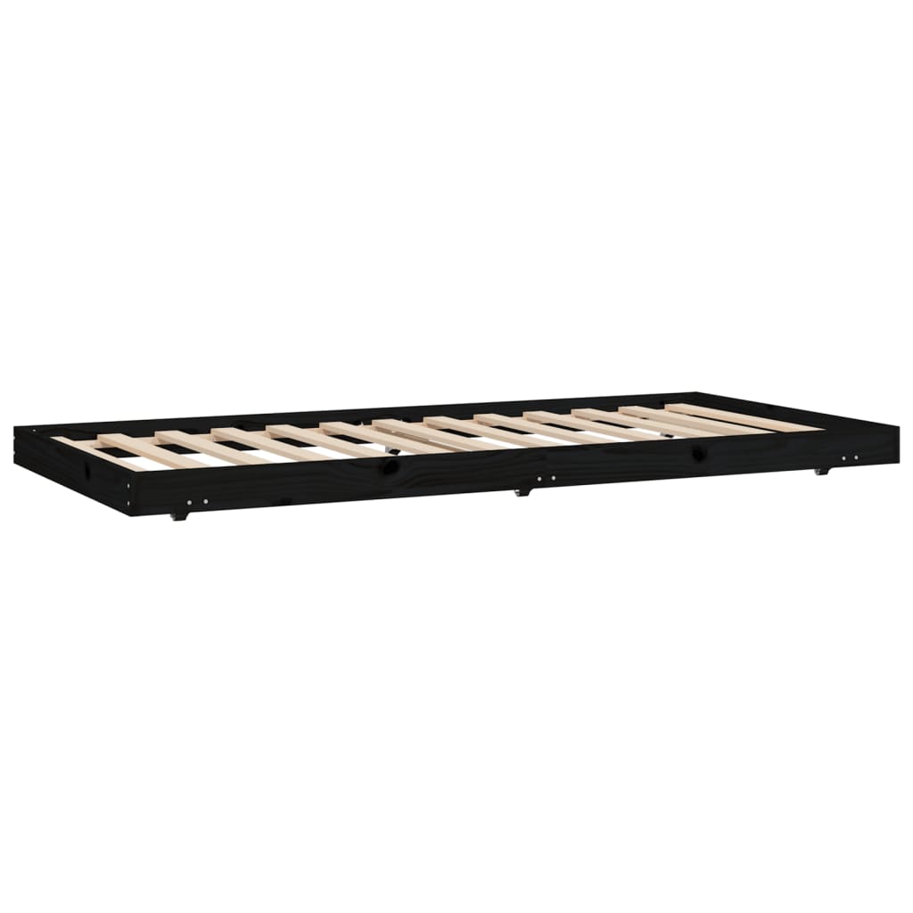 Sängynrunko musta 90x190 cm täysi mänty - Sisustajankoti.fi