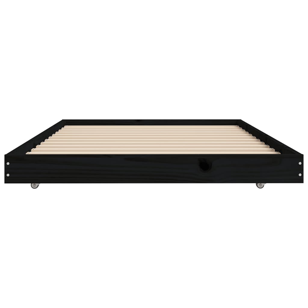 Sängynrunko musta 90x190 cm täysi mänty - Sisustajankoti.fi