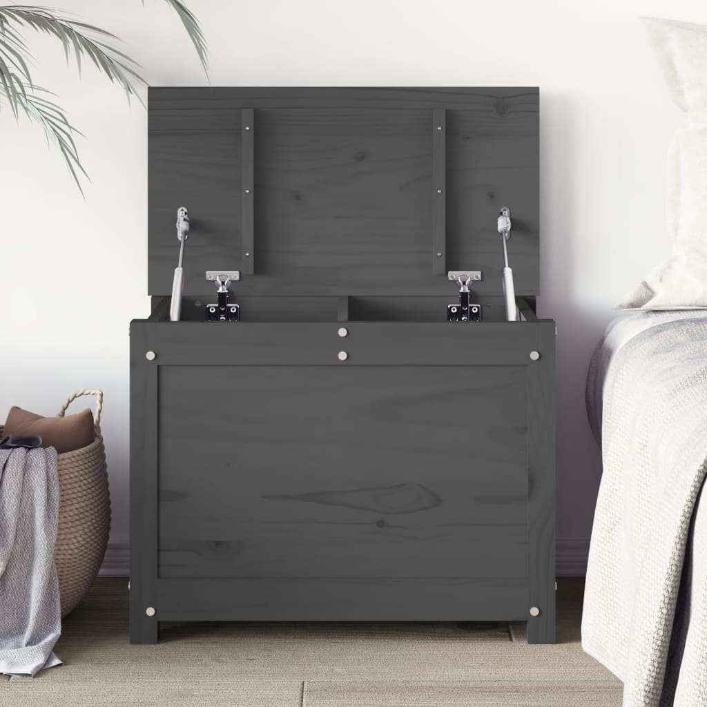 Säilytyslaatikko harmaa 60x32x45,5 cm täysi mänty - Sisustajankoti.fi