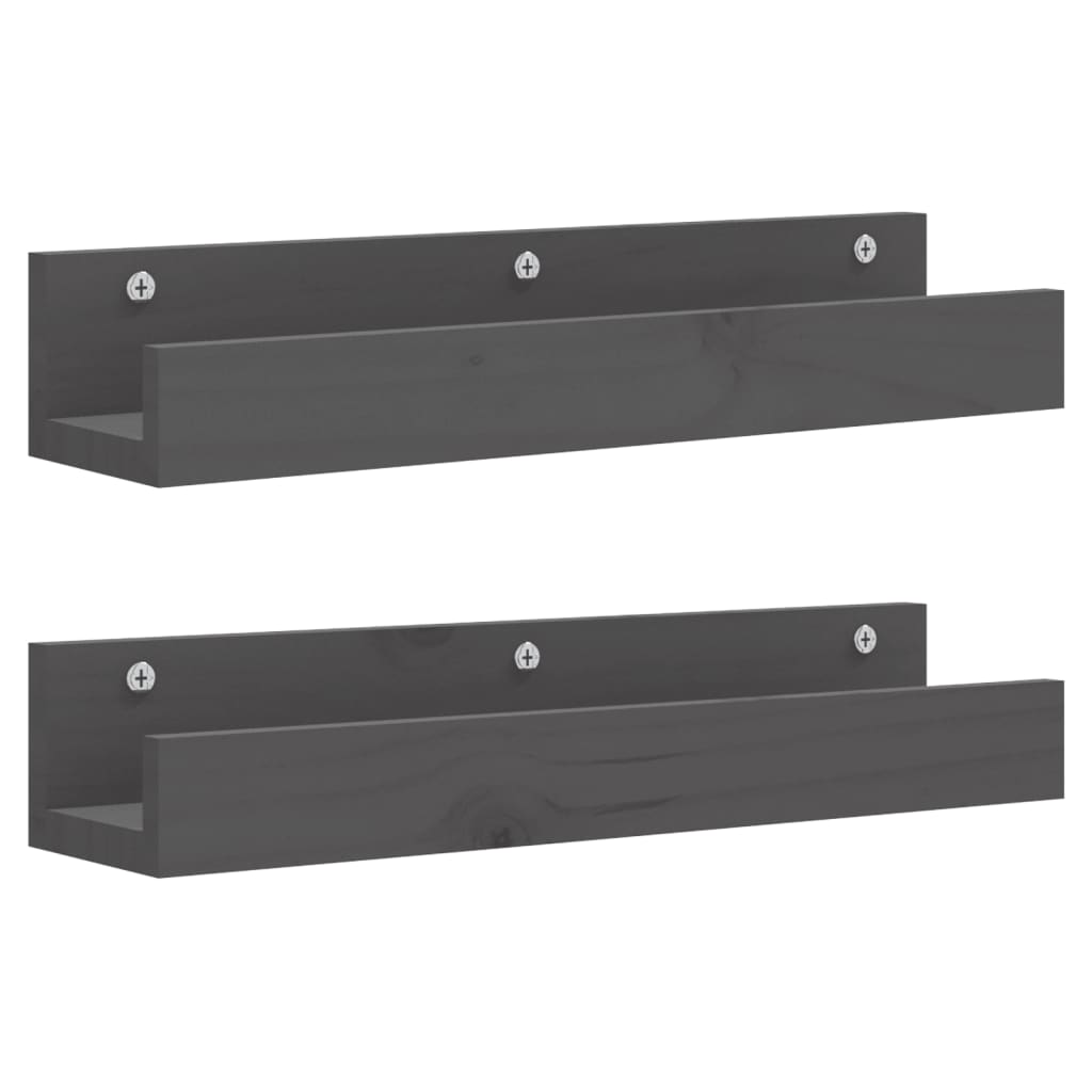 Seinähyllyt 2 kpl harmaa 50x12x9 cm täysi mänty - Sisustajankoti.fi