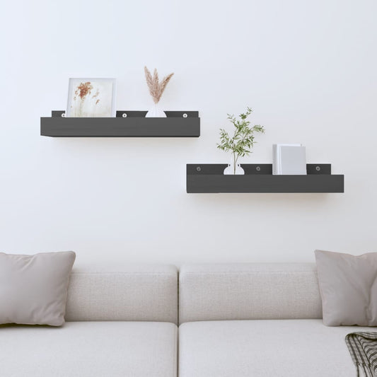 Seinähyllyt 2 kpl harmaa 50x12x9 cm täysi mänty - Sisustajankoti.fi