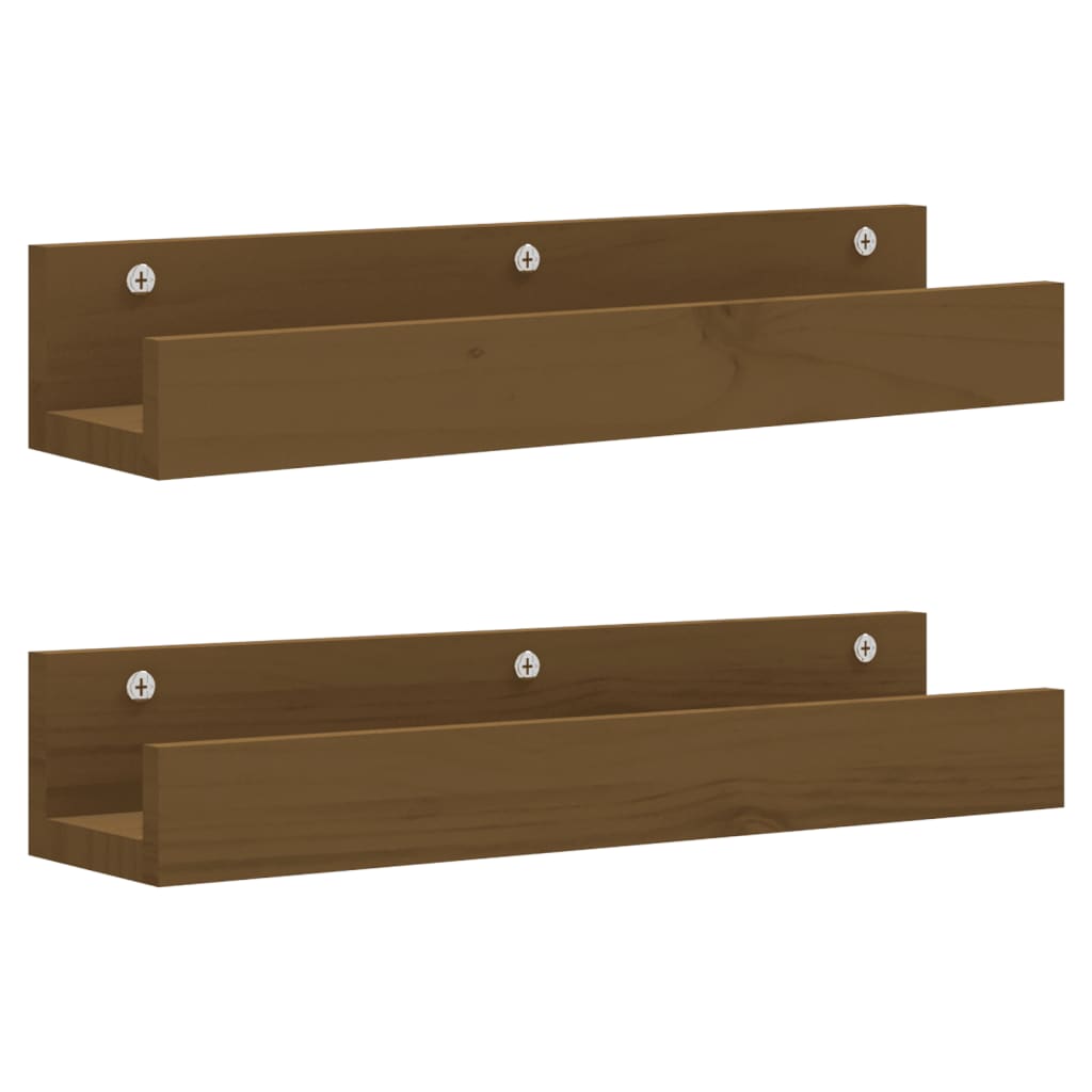 Seinähyllyt 2 kpl hunajanruskea 50x12x9 cm täysi mänty - Sisustajankoti.fi