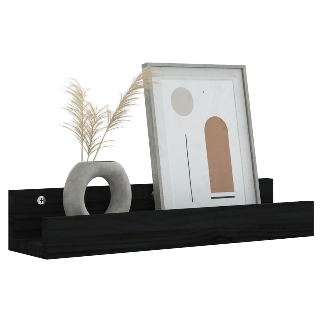 Seinähyllyt 2 kpl musta 50x12x9 cm täysi mänty - Sisustajankoti.fi