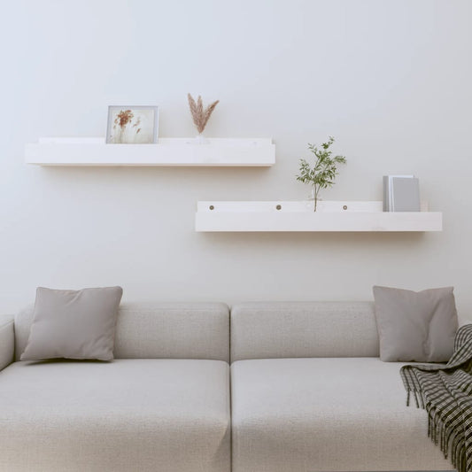 Seinähyllyt 2 kpl valkoinen 80x12x9 cm täysi mänty - Sisustajankoti.fi