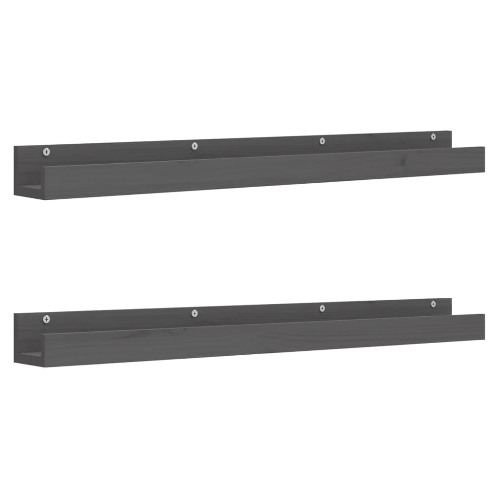 Seinähyllyt 2 kpl harmaa 110x12x9 cm täysi mänty - Sisustajankoti.fi
