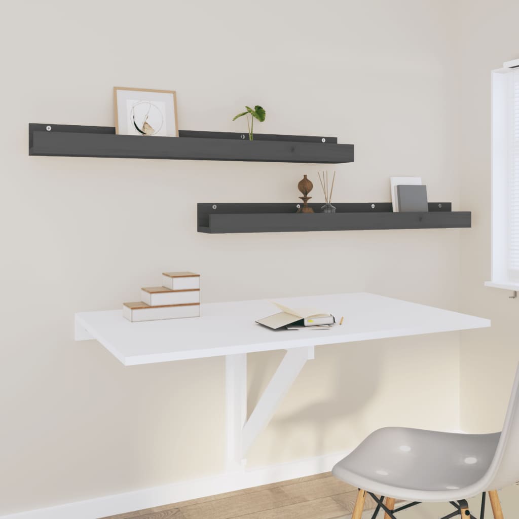Seinähyllyt 2 kpl harmaa 110x12x9 cm täysi mänty - Sisustajankoti.fi