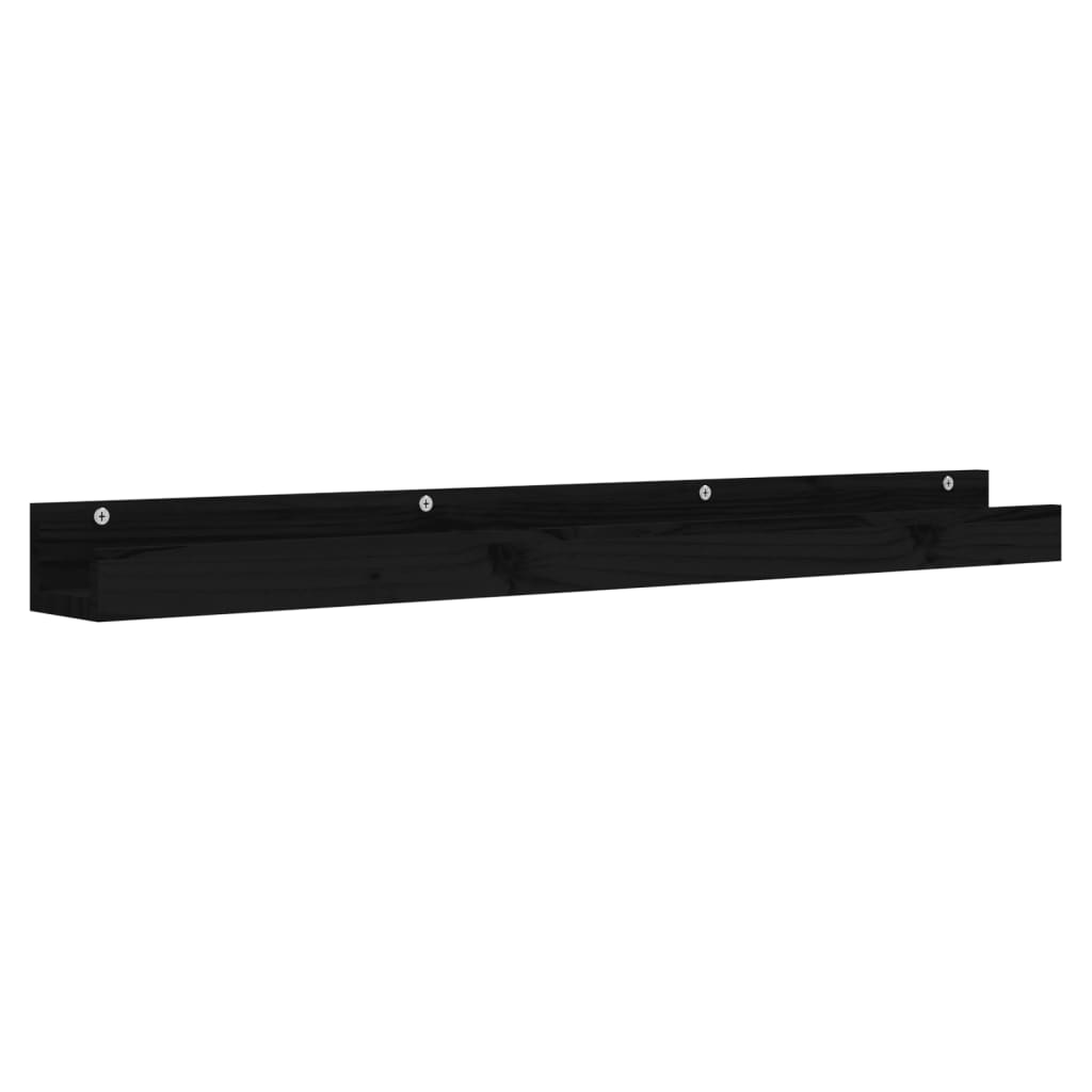 Seinähyllyt 2 kpl musta 110x12x9 cm täysi mänty - Sisustajankoti.fi