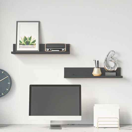 Seinähyllyt 2 kpl harmaa 50x11x9 cm täysi mänty - Sisustajankoti.fi
