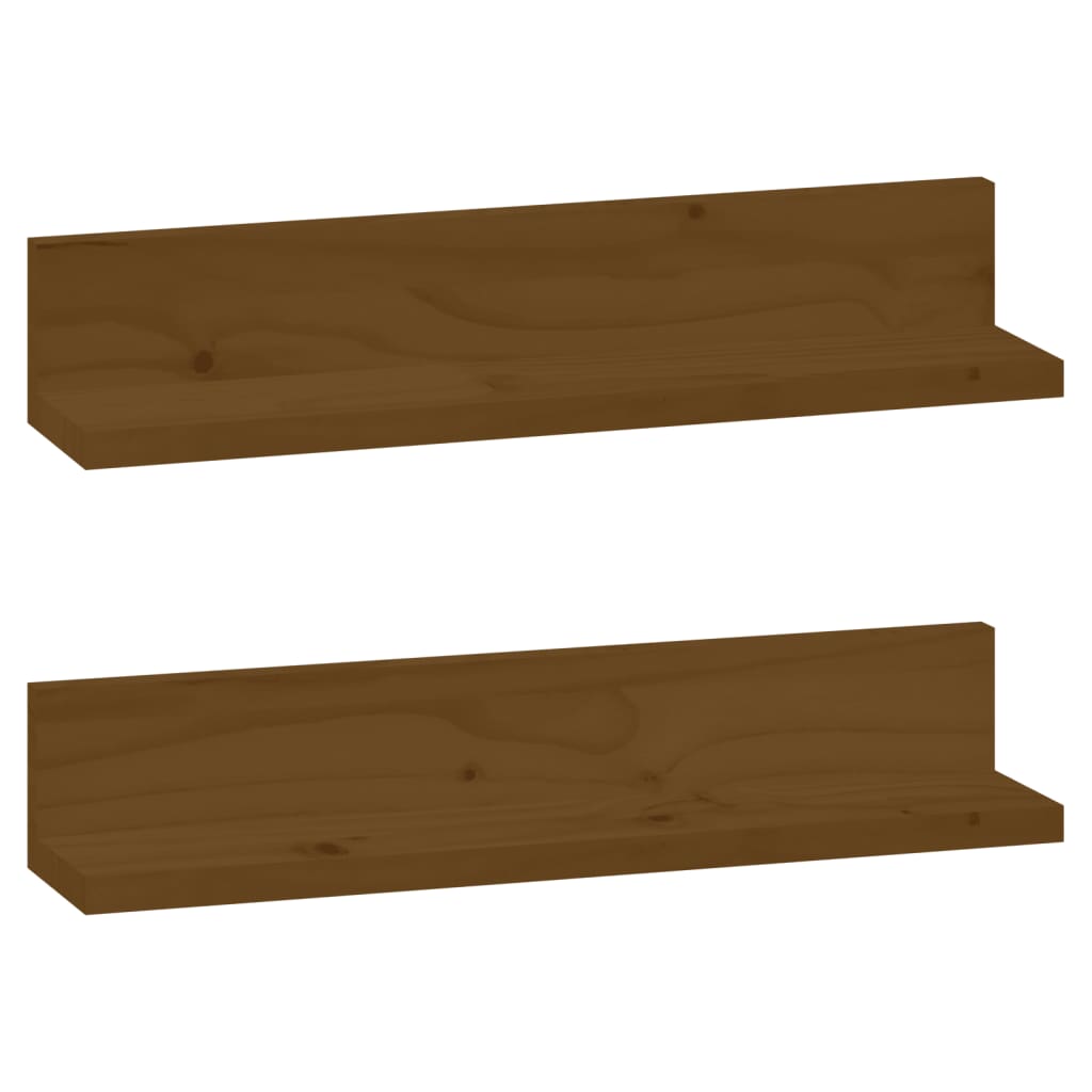 Seinähyllyt 2 kpl hunajanruskea 50x11x9 cm täysi mänty - Sisustajankoti.fi