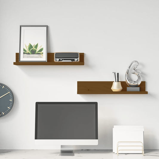 Seinähyllyt 2 kpl hunajanruskea 50x11x9 cm täysi mänty - Sisustajankoti.fi